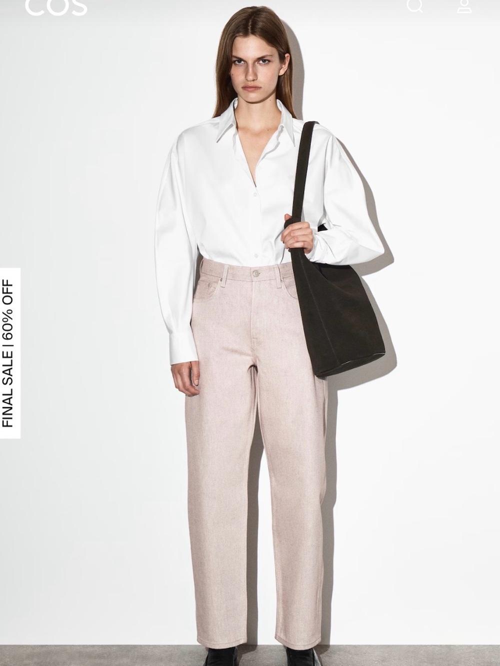 COS Wide Leg Jeans in Light Pink